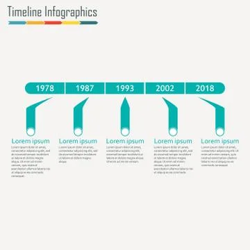 Timeline Infographics template. Horizontal design elements. Vector illustration. Stock Illustration