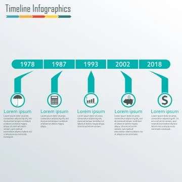 Timeline Infographics template. Horizontal design elements. Vector illustration. Stock Illustration