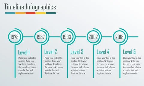 Timeline Infographics template. Horizontal design elements. Vector illustration. Stock Illustration