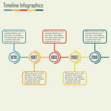 Timeline Infographics template with space for text. Isolated design elements.  Stock Illustration
