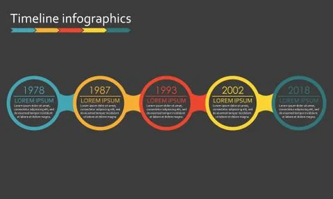 Timeline Infographics template. Vector design elements. Illustrazione stock