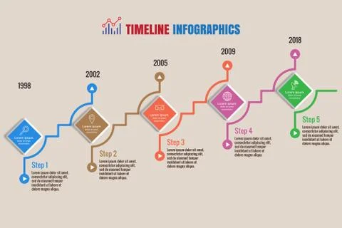 Timeline Infographics, Vector Illustration Stock Illustration