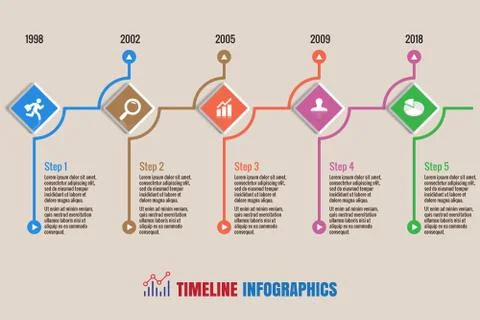 Timeline Infographics, Vector Illustration 스톡 일러스트