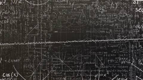 Timeline moving while dotted trace forming rippling settling across math board Stock Footage 332955919
