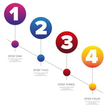 Timeline - One two three four progress bar label Stock Illustration