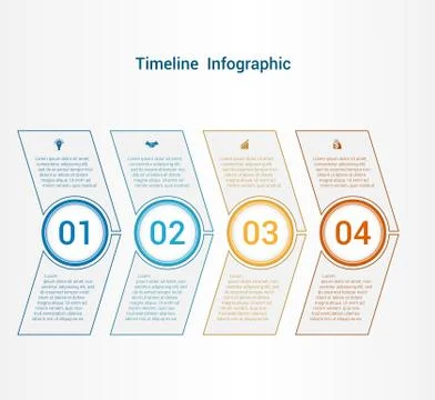 Timeline or area chart Template infographics 4 position. Stock Illustration