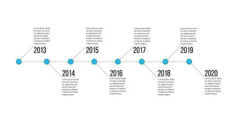 Timeline presentation for 8 years, Timeline infographics design vector and Pr Stock Illustration