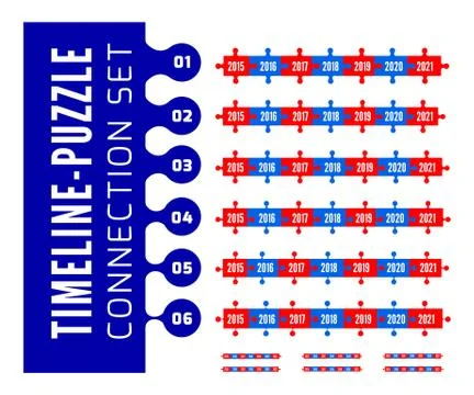 Timeline puzzle connection set Stock Illustration