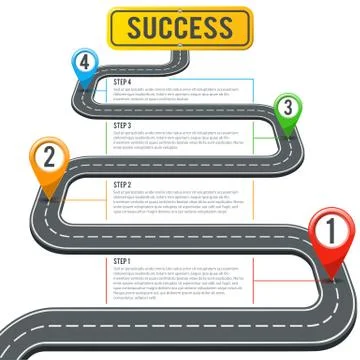 Timeline Road Infographics with Pin Pointers Stock Illustration