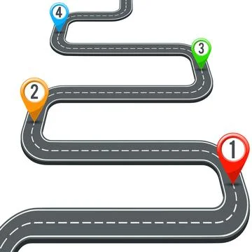 Timeline Road Infographics with Pin Pointers Stock Illustration