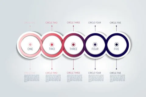 Timeline scheme. Circle connected 3D infographic. Vector template. Stock Illustration