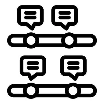 Timeline showing progress with chat bubbles representing communication Stock Illustration