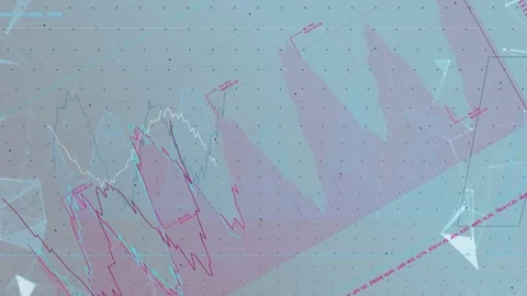 On timeline start data chart unfolding across dotted grid, colored traces Stock Footage 334419101