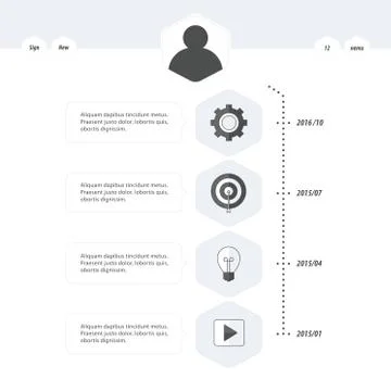 Timeline template black and white style Stock Illustration