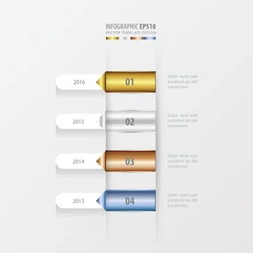 Timeline template gold, bronze, silver, blue color Illustrazione stock