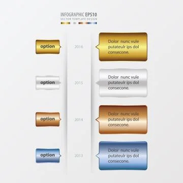 Timeline template   gold, bronze, silver, blue color Stock Illustration