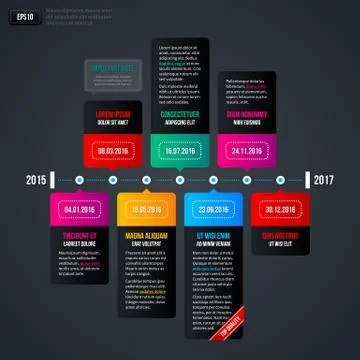 Timeline template on gray background. Stock Illustration