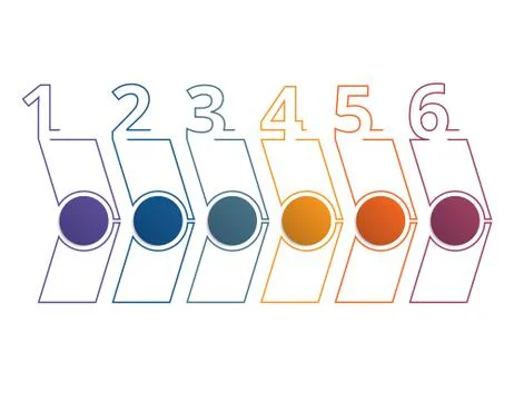 Timeline template from horizontal arrows 6 positions Stock Illustration