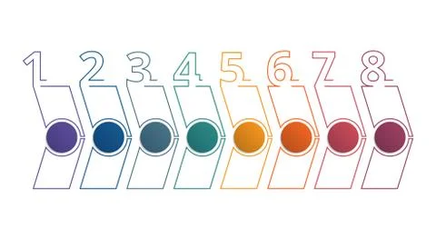 Timeline template from horizontal arrows 8 positions Stock Illustration