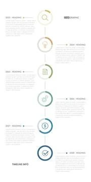 Timeline template infographic presentation style display. 6 step Stock Illustration