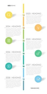Timeline template infographic presentation style display. 6 step Stock Illustration