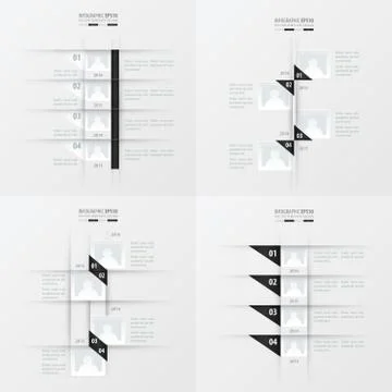 Timeline vector design 4 item  black and white color Stock Illustration