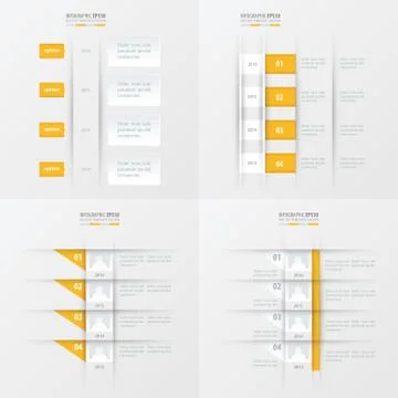 Timeline vector design 4 item  yellow color Stock Illustration