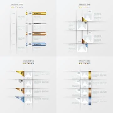 Timeline vector design 4 item  gold, bronze, silver, blue color Illustrazione stock