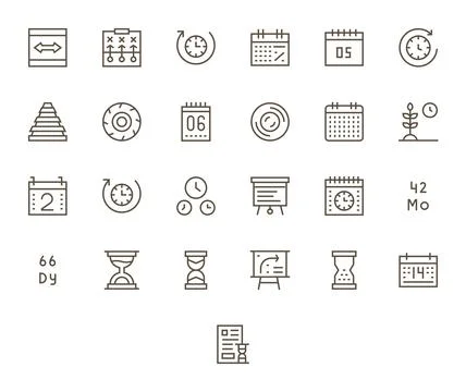Timeline Vector Icon Toolkit featuring 25 Pixel Optimized 128x128 Regular L.. 스톡 일러스트