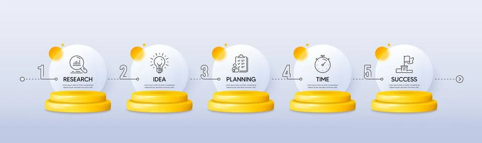 Timeline workflow 3d podium infographics. Infographic template with numbers 5 イラスト素材