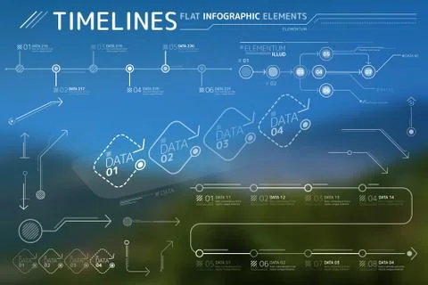 Timelines Flat Infographic Elements Collection Stock Illustration
