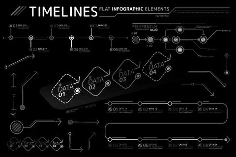 Timelines Flat Infographic Elements Collection Stock Illustration
