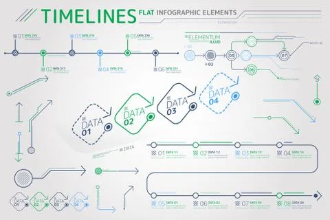 Timelines Flat Infographic Elements Stock Illustration