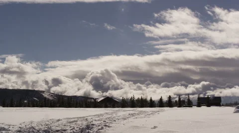 Timelpase of clouds moving across winter landscape Video stock 52878886