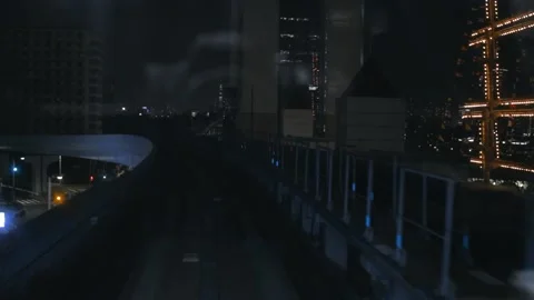 Timelpase Train Metro Night Lights - Japan Stock Footage 151233266