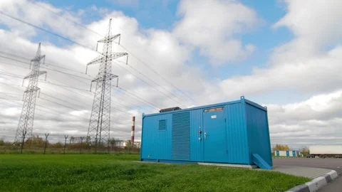 Timelpse of Electrical power transformer in high voltage substation 스톡 동영상 90988476