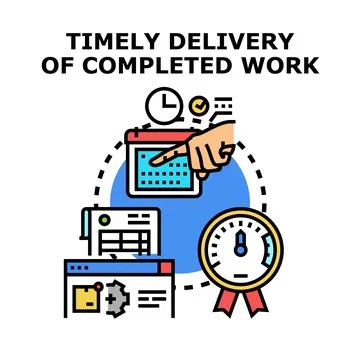Timely delivery of completed project work illustration Stock Illustration