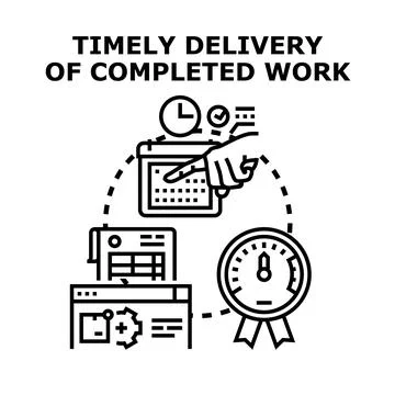 Timely delivery of completed project work illustration Stock Illustration
