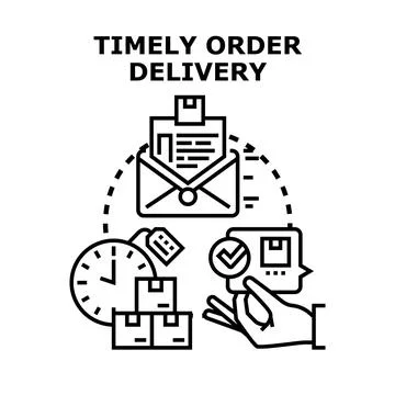 Timely order delivery and e commerce shipping process Stock Illustration