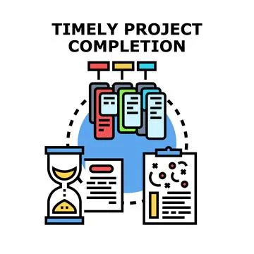 Timely project completion concept for task management Stock Illustration