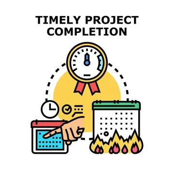Timely project completion schedule deadline management planning Stock Illustration
