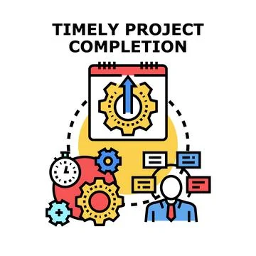 Timely project completion schedule management concept Stock Illustration