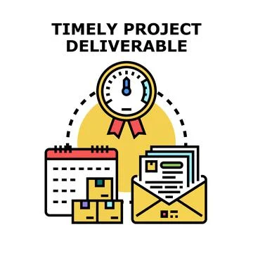 Timely project deliverable concept with deadline and goods shipping Stock Illustration