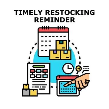 Timely restocking reminder managing inventory schedule concept Stock Illustration