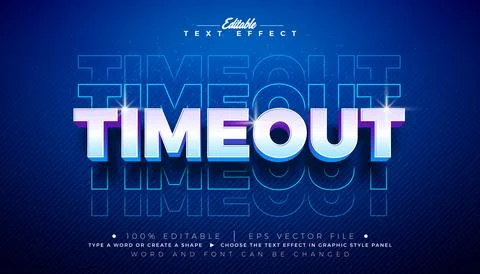 Timeout Editable Text Effect Design Vector Illustrator Graphic Style with Mul Stock Illustration