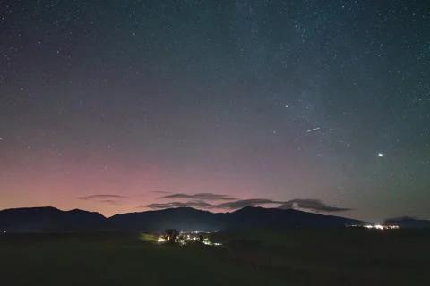 Timeplapse of aurora borealis above West and High Tatra mountains. Stock Footage 288640327
