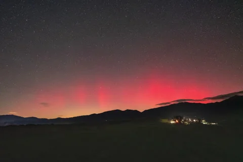 Timeplapse of aurora borealis above West Tatra mountains. Stock Footage 288640778