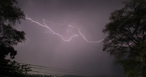 Timeplase of lightning , thunder strikes and heavy rain Stock Footage 118060203