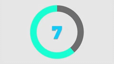 Timer 10s CountDown LightBlue Turquoise HD Stock Footage 161994437