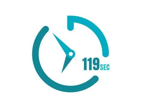 Timer 119 sec Simple icon design, 119 second timer clocks. 119 sec stopwatc.. Illustrazione stock